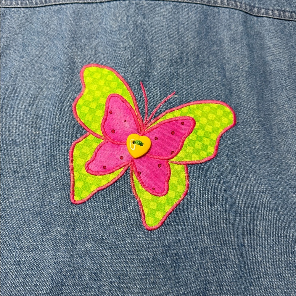 Women Embellished Appliqué Cheniile Embroidery XL Top button covers Butterflies - Picture 5 of 13